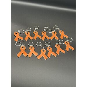 Lot of 12 New Orange Ribbon Cancer Awareness Enamel Keychain